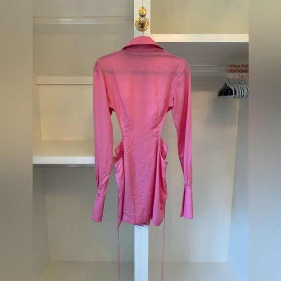 Lado Bokuchava fitted mini shirt dress with side cutouts and tie back detail. - Picture 8 of 9